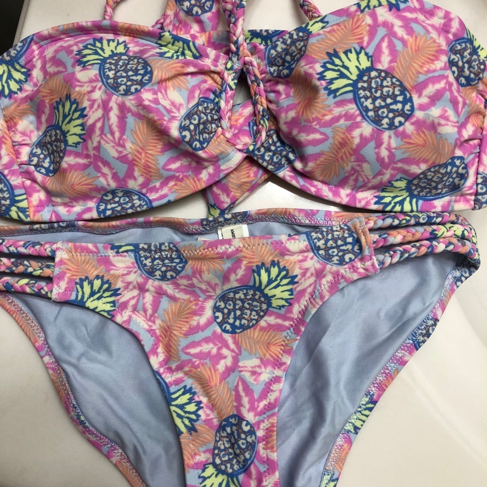 American Eagle Pineapple Print Bathing Suit Set